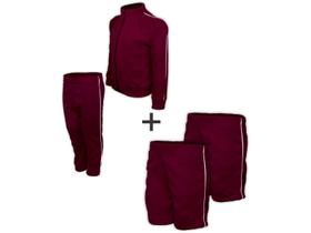 Kit Uniforme Escolar Helanca Elanca Completo Vinho