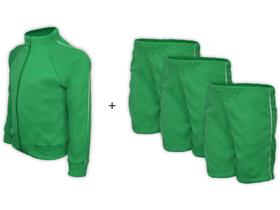 Kit Uniforme Escolar Helanca Elanca Verão Completo Verde Bandeira