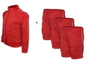 Kit Uniforme Escolar Helanca Elanca Verão Completo Vermelho