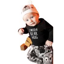 Kit Unissex Bebê Urso Body Manga longa com Calça e Touca - Elian Baby