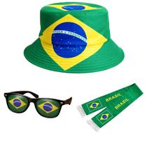Kit Unissex Torcida Brasil Chapéu Cata Ovo Óculos E Cachecol Copa Do Mundo Acessórios Torcedor Kit Unissex Torcida Brasil Chapéu Cata Ovo Óculos E Cachecol Copa Do Mundo Acessórios Torcedor