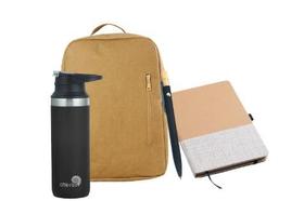 Kit Universitário - Garrafa College + Caderno + Mochila + Caneta