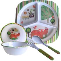 Kit Untensílios de Bebe Prato C/ Divisória Tigela Talher Infantil Dinossauro Kit Untensílios de Bebe Prato C/ Divisória Tigela Talher Infantil Dinossauro