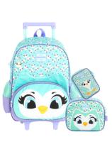 Kit UP4YOU Mochila Costas e Rodas + Lancheira + Estojo Box