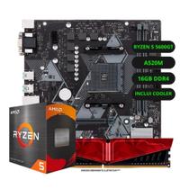 Kit Upgrade AMD Ryzen 5 5600G Vega 8 Placa Mãe A520 Memória RAM 16GB DDR4
