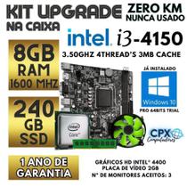 Kit Upgrade Core i3 4150 3.4GHZ, 8GB 1600MHz, SSD 240GB, Windows 10 Pro Trial.