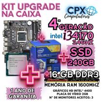 Kit Upgrade Core i3 4170 3.7GHZ, 16GB 1600MHz, SSD 240GB, Windows 10 Pro Trial.