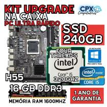 Kit Upgrade Core i5 650 3.20Ghz, 16GB DDR3, SSD 240GB, Windows 10 Pro trial.