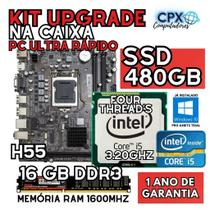 Kit Upgrade Core i5 650 3.20Ghz, 16GB DDR3, SSD 480GB, Windows 10 Pro trial.