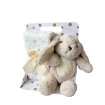 Kit Ursinho Com Mantinha Soninho Para Bebê Coelho Bege - HK Baby