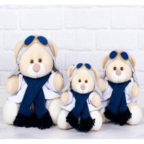 Kit urso aviador pelucia para ninchos 15,18,22 cm