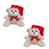 Kit Urso de Natal Com Gorro e Lacinho Vermelho 30cm Urso Pelúcia Decorativo Natalino/299DO-2UN Kit Urso de Natal Com Gorro e Lacinho Vermelho 30cm Urso Pelúcia Decorativo Natalino/299DO-2UN