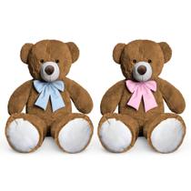 Kit Urso Pelúcia Decoração Chá Revelação Menino Menina 1m