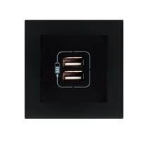Kit USB Duplo Com Placa Preta Para Embutir Em Móveis PIAL Plus+ Legrand