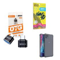 Kit Usb Para Tipo C + Capinha Motorola G50 5G + Película 9D