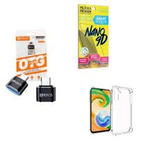 Kit Usb Para Tipo C + Capinha Samsung A14 + Película 9D