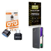 Kit Usb Para Tipo C + Capinha Samsung A22 5G + Película 3D