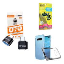 Kit Usb Para Tipo C + Capinha Samsung S10 Plus + Película 9D