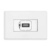 Kit USB Simples Tipo- C 1.500mAh Com Placa Embutir em Móveis Branco PIAL Plus+ Legrand