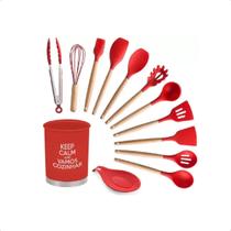 Kit Uten. Cozinha Silicone Inox MDF 13pçs UnyHome