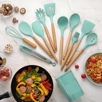 Kit Utensílios 12 Peças Cozinha Silicone Colher Espátula VERDE Kit Utensílios 12 Peças Cozinha Silicone Colher Espátula VERDE