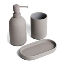 Kit Utensílios Banheiro Cerâmica Lunas Soft Touch 3 Peças Oikos