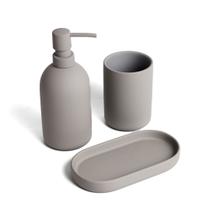 Kit Utensílios Banheiro Cerâmica Lunas Soft Touch 3 Peças Oikos