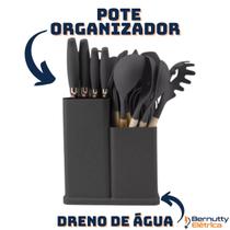Kit Utensílios Cor Preto 19 Peças Completo Silicone Cozinha