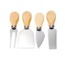 Kit Utensílios Corta Queijo Aço Inox e Madeira 4 pçs UnyHome