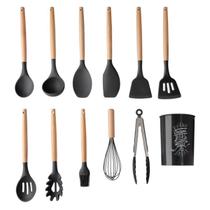 Kit Utensílios Cozinha 12 Peças com Suporte em Cilindro e Silicone Resistente 230C Kit Utensílios Cozinha 12 Peças com Suporte em Cilindro e Silicone Resistente 230C