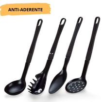 Kit Utensílios Cozinha Escumadeira Concha Colher Pegador-Organização Cozinha