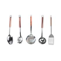 Kit Utensílios Cozinha Inox Colher de Arroz Concha Feijão e Caldos Pegador de Massa Escumadeira Espátula Gênova Kehome C