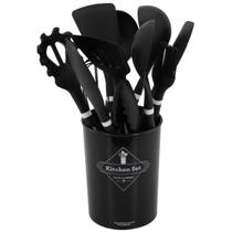 Kit Utensílios Cozinha Silicone 12 Peças Balde Lovely Vibe COR:PRETO Kit Utensílios Cozinha Silicone 12 Peças Balde Lovely Vibe COR:PRETO