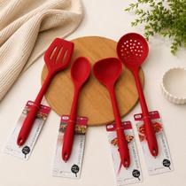 Kit Utensílios Cozinha Silicone 4 Peças: Não Risca Panelas, Fácil Limpeza