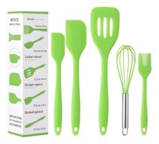Kit Utensílios Cozinha Silicone 5 Peças Espátula Fue Verde Kit Utensílios Cozinha Silicone 5 Peças Espátula Fue Verde
