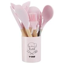 Kit Utensílios Cozinha Silicone Colher Copo Suporte 12 Peças - Vrs