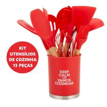 Kit Utensílios Cozinha Silicone Copo Suporte Colher 13 Peças - Unyhome Kit Utensílios Cozinha Silicone Copo Suporte Colher 13 Peças - Unyhome