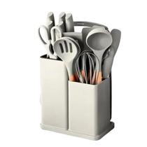 Kit Utensílios Cozinha Silicone Home Land 19 Peças Bege
