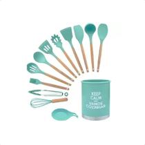 Kit Utensílios Cozinha Silicone Inox MDF 13 Peças