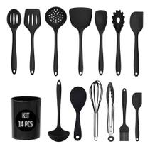 Kit Utensilios Cozinha Silicone Jogo 14 Peças Inox Colheres Kit Utensilios Cozinha Silicone Jogo 14 Peças Inox Colheres