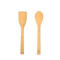 Kit utensílios de bambu 2 peças colher e espátula cozinha moderna útil
