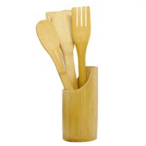 Kit Utensilios de Bambu 5 Pcs Redondo Kehome