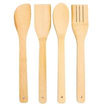 Kit utensílios de bambu com suporte 5 peças Kit utensílios de bambu com suporte 5 peças