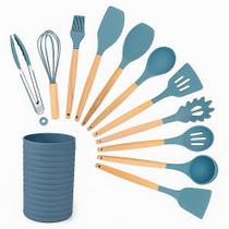 Kit Utensílios De Cozinha 12 Peças Silicone Azul Home Land Kit Utensílios De Cozinha 12 Peças Silicone Azul Home Land