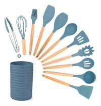 Kit Utensílios De Cozinha 12 Peças Silicone Colorido Azul - Homelandia