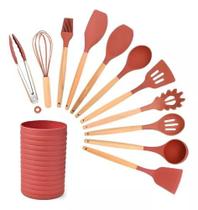 Kit Utensílios De Cozinha 12 Peças Silicone Colorido Vermelho