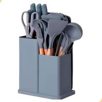 Kit Utensílios de Cozinha 19 Peças Espátula Faca Tesoura - Oba Mix