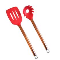 Kit Utensílios de Cozinha 2 Peças Aço Inox Rose Gold / Silicone Vermelho