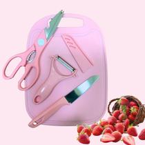 Kit Utensílios De Cozinha 4 Peças Tábua Fatiar Cortar Cozinha Organizada