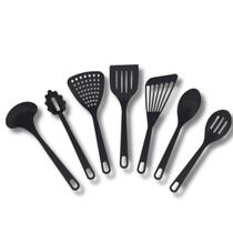 Kit Utensílios De Cozinha 7 Peças Preto Nylon Resistente até 180 C